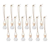 NULYLU de Perfume Transparentes de Vidrio 12 Botellas para Coche Tapa de Madera y Cuerda, Difusor de Perfume Reutilizable Apariencia Delicada y Excelente Acabado