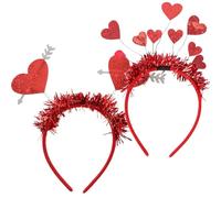 NULYLU Diadema de Corazón Rojo Ligera y Cómoda de Fieltro para Fiesta y Fotos en Grupo, Pack de 2 Accesorios Adorables Cabello en San Valentín