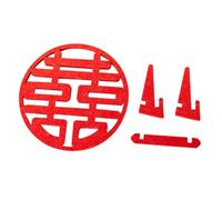 NULYLU Doble Felicidad Decoración Tradicional China en Fieltro Rojo, Adorno para Sala y Fiesta Nupcial, Pieza Única para Boda y Celebraciones