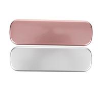 NULYLU Estuche Metálico Rectangular para Bolígrafos Doble, 2 Piezas (Plateado y Morado), Caja Rígida para Lápices y Accesorios, Práctico Estuche Portátil para Uso Diario en Oficina