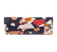 NULYLU Estuche para Lápiz Labial Individual Organizador Pequeño y Conveniente Estilo Japonés Espejo de Tela Azul para Viaje y Uso Diario