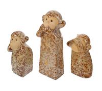 NULYLU Figura Decorativa Diseño Encantador y Chic de Cerámica de 3 Piezas de Monos Sabios No Ver No Oír para Decoración de Oficina y Hogar