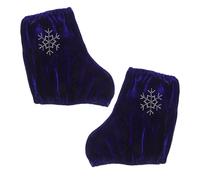 NULYLU Fundas para Patines de Patinaje Artístico Azul de Terciopelo Copo de Nieve y Strass, Protector Elástico para Botas Medianas, Accesorios para Mujer y Niña en Pista de Hielo