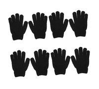 NULYLU Guantes Exfoliantes para Baño Negro de Poliéster, 4 Pares para Exfoliación Corporal Diaria Que Ahorran y Energía