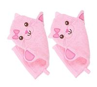 NULYLU Guantes Exfoliantes para Bebés y Niños en Algodón Rosa Forma de Animales, Paquete de 2 Piezas, Crea Espuma Rica y Fricción Fuerte para Limpieza Corporal en Viajes de Fin de Semana