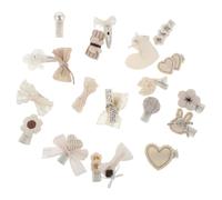 NULYLU Juego de 20 Pinzas Pelo para Niñas Diseño de Lazo Beige, Material de Tela Suave y Estilo Elegante, Accesorios para Cabello en Mañanas Ocupadas y Eventos Variados