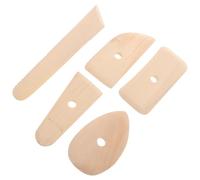 NULYLU Kit de 5 Herramientas para Esculpir Arcilla de Madera Natural, Raspadores para Modelar Cerámica, Utensilios para Manualidades y Proyectos Artísticos, Resistentes y Versátiles