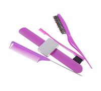 NULYLU Kit de Herramientas para Uso en Salón de Peluquería para Teñir el Cabello Cepillo y Peine de Silicona y Acero Inoxidable Cierre Magnético Púrpura