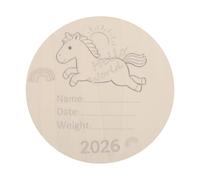 NULYLU Letrero de anuncio de nacimiento para recién nacidos - Placa de madera de 15 cm con el nombre "Hello World" - Disco de recuerdo para fotos de baby shower - Decoración neutra para la