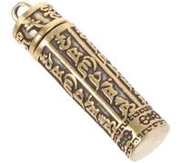 NULYLU Llavero Barril de Latón Vintage con Escritura Budista Colgante Decorativo Desmontable para Coche y DIY Adorno Único y Duradero con Patrón Cultural Intricado