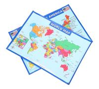 NULYLU Mapa Mural Educativo de América y Mundo para Pared, Póster Geográfico Grande, Resistente y Didáctico para Aula, Preescolar y Decoración Infantil, Juego de 2 Carteles Educativos
