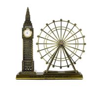 NULYLU Modelo de Aleación de Zinc del Reloj Icónico y London Eye de Londres, Decoración Versátil Dorada para Estantes o Gabinete, Recuerdo Turístico Realista y Minimalista