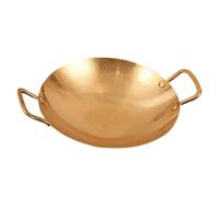 NULYLU Olla de Acero Inoxidable Doble Asa 25 Cm, Sartén Wok para Cocina Doméstica y Coreana, Resistente al Calor, Adecuado para Barbacoa y Hornillo Portátil