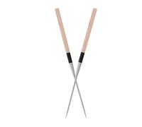 NULYLU Palillos de Acero Inoxidable Punta Afilada 150 Mm, Juego 2 Piezas para Sushi Japonés, Utensilios de Cocina Reutilizables con Mango de Madera, Herramienta Profesional para
