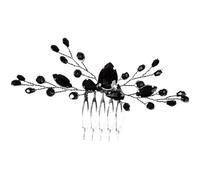 NULYLU Peine de Cristales Negro para Boda, Accesorio Cabello de Novia y Dama Principal, Peine Insertado Elegante para Peinados Recogidos y Sueltos, Tocado de Mujer para Eventos Obsequios