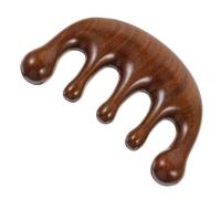 NULYLU Peine Masajeador de Madera Artesanal Dorado, 5 Dientes Redondos, Herramienta Corporal para Masaje de Cuero Cabelludo, Uso Familiar y Viajes, Masajeador Simple para Cuidado