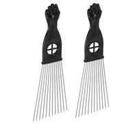 NULYLU Peine Rastrillo Ancho y Peine Pulido de Plástico y Acero para Masaje Cómodo y Desenredar, 2 Piezas en Color Negro para Barbería y Uso en Casa