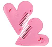 NULYLU Peines para Cortar Flequillo para Mujer en Plástico y Metal, Portátil con Diseño en Forma de Coração, 2 Unidades Color Rosa, Herramienta Práctica para Peinar el Estilo Aleatorio