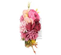 NULYLU Peineta de Diseño Romántico Flores de Tela Fucsia, Accesorio para Cabello de Novia y Dama en Bodas, Fiestas y Vacaciones Playa