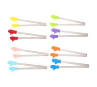 NULYLU Pinzas Mini para Servir Alimentos de Acero Inoxidable Punta de Silicona Antideslizante, Juego de 8 Piezas Multicolor, Tamaño Portátil para Cocina, Barbacoa, Buffet y Aperitivos