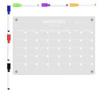 NULYLU Pizarra Magnética de Borrado en Seco Transparente para Nevera, Calendario Semanal Acrílico Pequeño 6 Rotuladores Blancos, Organizador Magnético Práctico para Oficina y Hogar