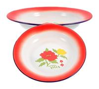 NULYLU Platos Esmaltados Redondos 18 CM Set 2 Unidades Diseño Floral para Festival de Primavera y Comedor Retro Varios estilos