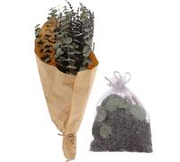 NULYLU Ramo Colgante de Flores Secas de Lavanda con Saquito Aromático, Decoraciones Naturales para Ducha, Ramo Preservado para Baño, Accesorio Relajante Mantenimiento