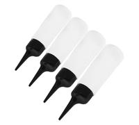 NULYLU Set de 4 Botellas Aplicadoras Transparentes para Champú y Tinte, Punta Inclinada y Capacidad para Mezcla de Productos, Uso Profesional en Salones de Belleza