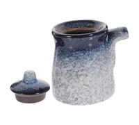 NULYLU Tarro de Salsa de Soja Japonesa Cerámica Vintage Azul Dispensador de Vinagre Compacto para Cocina Recipiente para Condimentos y Almacenamiento en Mesa 1 Pieza