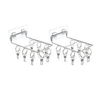 NULYLU Tendedero de Pared 8 Clips Antideslizantes y 2 Piezas de Acero Inoxidable Cinta Adhesiva sin Rastro Adecuado para Colgar Bufandas and para Calcetines Ropa Interior