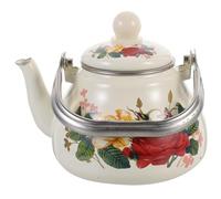 NULYLU Tetera de Esmalte Infusor para Hervir Agua, Resistente al Calor, Apta para Cocinas de Inducción y Gas, Diseño Floral Vintage para Uso en Casa y Navidad