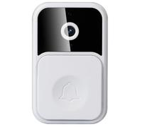 NULYLU Timbre Plástico Inalámbrico Inteligente Wifi con Videoportero y Remoto Blanco, Volumen Ajustable, Registros Cifrados, 128g y 1000mah, para Oficina y Escuela