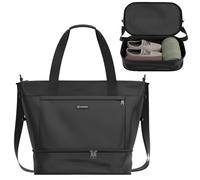NUMADA - Bolsa de Viaje Ryanair 40x20x25 Plegable y Expandible (25-35L). Bolsa Deporte y Fin de Semana Impermeable con Bolsillo Portátil, Bolsillo Zapatos y Correa de Hombro (Negro)