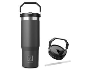 NUMADA- Botella Agua 304 Acero Inoxidable 1000ML Antigoteo, Botella Térmica Cerámica Reutilizable. Cantimplora o Botella Gimnasio con Aislamiento de 6 Capas, Mantiene Frío 24h y Calor 8h, Negro