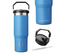 NUMADA- Botella Agua 304 Acero Inoxidable 1000ML + Nombre, Botella Térmica Cerámica Reutilizable. Cantimplora o Botella Gimnasio Antigoteo con Aislamiento 6 Capas, Mantiene Frío 24h y Calor 8h, Azul