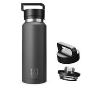 NUMADA - Botella Agua Acero Inoxidable 1200ml | Bebidas Frías 24H y Calientes 12H | Botella Agua Gimnasio Antigoteo con 6 Capas, Libre BPA | Cantimplora Termica Cerámica con Boquilla, Negro