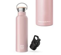 NUMADA-Botella Personalizada con Nombre 600ml de Acero Inoxidable Rosa Estanca con Recubrimiento Cerámico|Frío 24H y Calor 12H|Boca Ancha|Libre BPA|Incluye 2 Tapones (1 Sport)/Bolsa Transporte
