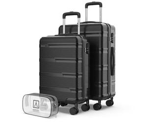 NUMADA - Juego de Maletas de Viaje 2 pzs + Regalo Neceser Upfly T10 ABS. Cabina 55x40x20 y Mediana 66x44x26. Set Maletas de Viaje Seguras y Resistentes | Negra
