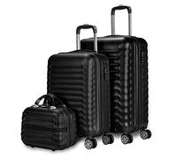 NUMADA Juego de Maletas Rígidas 3 Piezas - Maleta Cabina 53cm, Maleta Mediana 63 cm y Neceser - Resistentes, Ligeras y Seguras - Color Negro