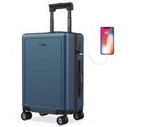 NUMADA - Maleta de Viaje Cabina PC + ABS (56x37,5x22cm) PackPro T40 con Cierre TSA y Carga USB. Maleta de Mano Rígida con 4 Ruedas 360, Extra de Refuerzo y Múltiples Compartimentos Interiores | Azul