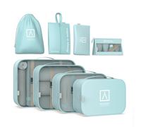 NUMADA - Organizador Maleta Set 8 Midweek A80 Impermeable con Bolsa de Zapatos. Packing Cubes con Malla Transparente, Asa de Transporte y Cremallera Doble | Ahorro Espacio | Diferentes Medidas | Azul