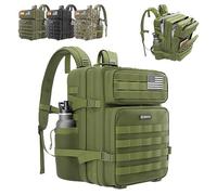 NUMADA-Mochila Táctica Impermeable 50L Army 50 con Sist MOLLE y Apertura 180º, 18 Compartimentos, Portátil, Bolsillo Antirrobo. Mochila militar, Trekking, Senderismo, Crossfit y Viaje, Verde
