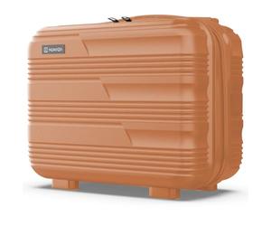 NUMADA - Neceser Viaje Grande Rígido ABS Upfly T10 (26x30x16cm) de 11L de Capacidad, Compartimentado, con Goma Elástica Trasera para Adaptarlo a la Maleta y Asa para Transporte | Naranja