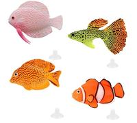 NUMAMA 4 Piezas de Peces Artificiales para decoración de Acuario, pecera, decoración Colorida y Ornamentos flotantes