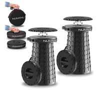NUMANU Paquete de 2 taburetes plegables XXL mejorados 2025 de 19.7 pulgadas, peso máximo de 1000 libras, asiento desplegable más ancho y alto, silla plegable retráctil portátil resistente o reposapiés