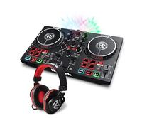 Numark Party Mix II - Controlador de DJ con auriculares, 2 cubiertas, auriculares Numark HF175 DJ con diseño cerrado sobre la oreja