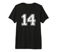 Number 14 Fourteen Distressed Vintage Sports Team Training Camiseta Premium