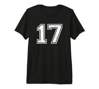 Number 17 Distressed Vintage Seventeen Sports Team Training Camiseta Premium