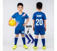 (Number 20, 2XS Height 130-140CM) Boys Football Jerseys Shorts Socks Girls Team Kicking Sportswear PlayBall Uniforms Children Soccer Shirts