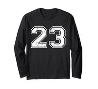 Number 23 Distressed Vintage TwentyThree Sport Team Practice Manga Larga